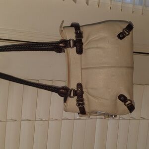 Brighton pebbled White leather trimmed in Brown leather purse